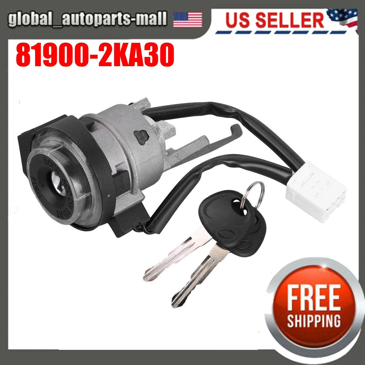 Ignition Lock Cylinder Switch with 2 Keys for Kia Soul (2010–2013) 81900-2KA30, 819002KA30