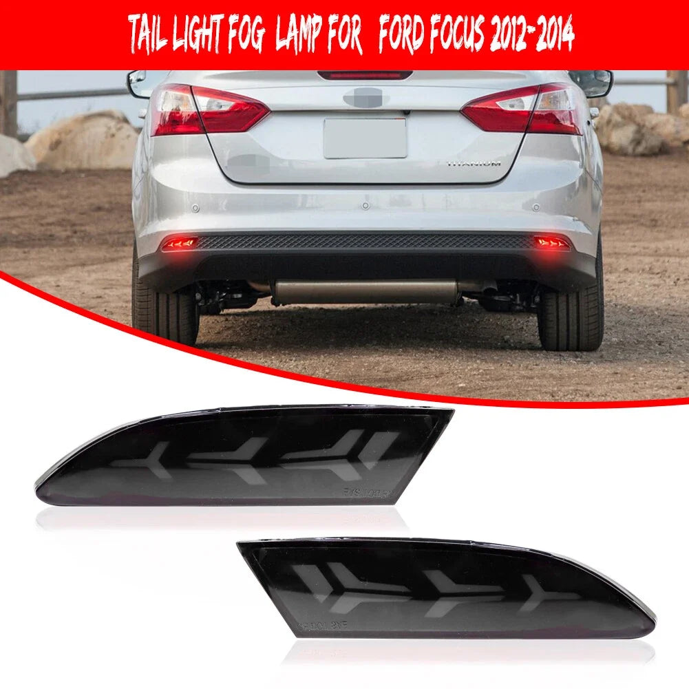 Smoked LED Tail Brake Fog Lamp with Sequential Turn Signal for Ford Focus (2012–2014)