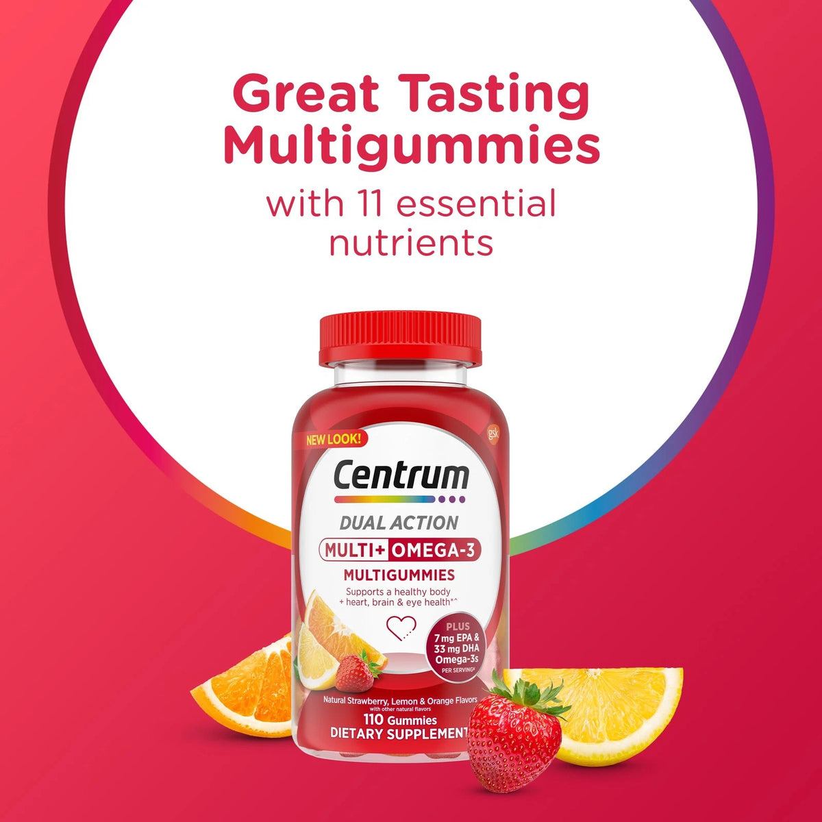 Centrum MultiGummies Omega 3 Dual Action for Adults (110 Count)