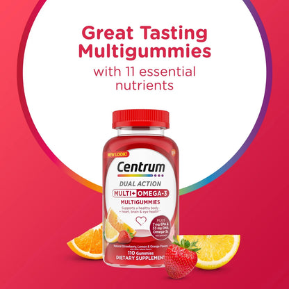 Centrum MultiGummies Omega 3 Dual Action for Adults (110 Count)