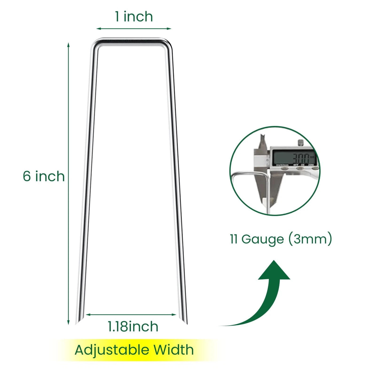 6 Inch U Shaped Garden Stakes for Landscape Fabric (Galvanized Steel)