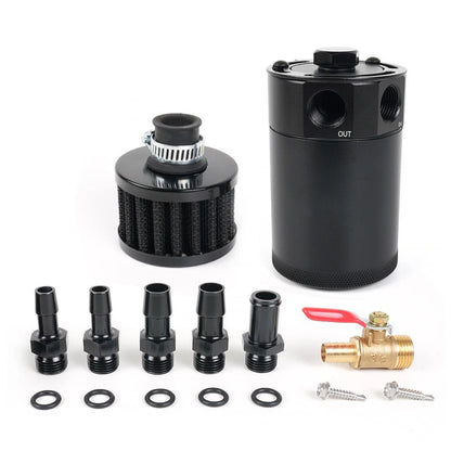 2-Port Oil Catch Can with Breather Air Filter for Universal Fit