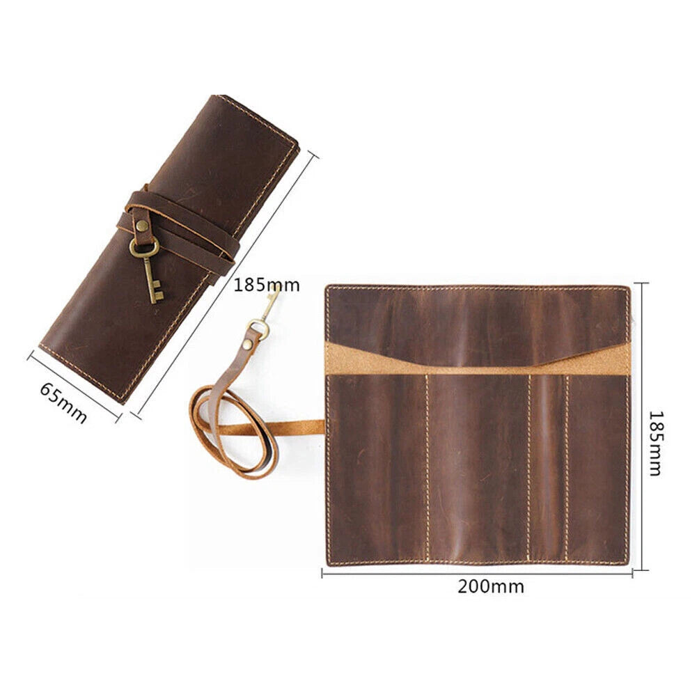 Leather Deluxe Rolling Pencil Case for Simple Holder Storage Bag