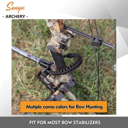 Wrist Sling for Archery Bow - 550 Paracord Strap with Aluminum Mount - Black