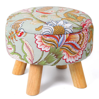 Round Storage Ottoman for Home (12"D x 10"W x 12"H) - Yellow