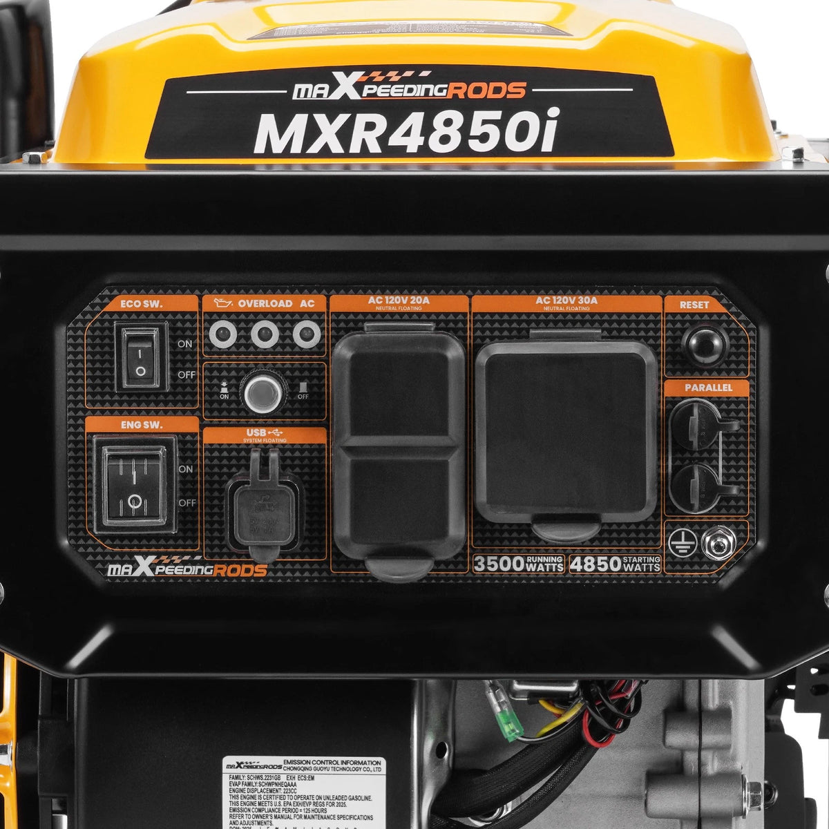 Quiet 72dB Portable Generator 3500W Gas Power 223cc with ECO Mode