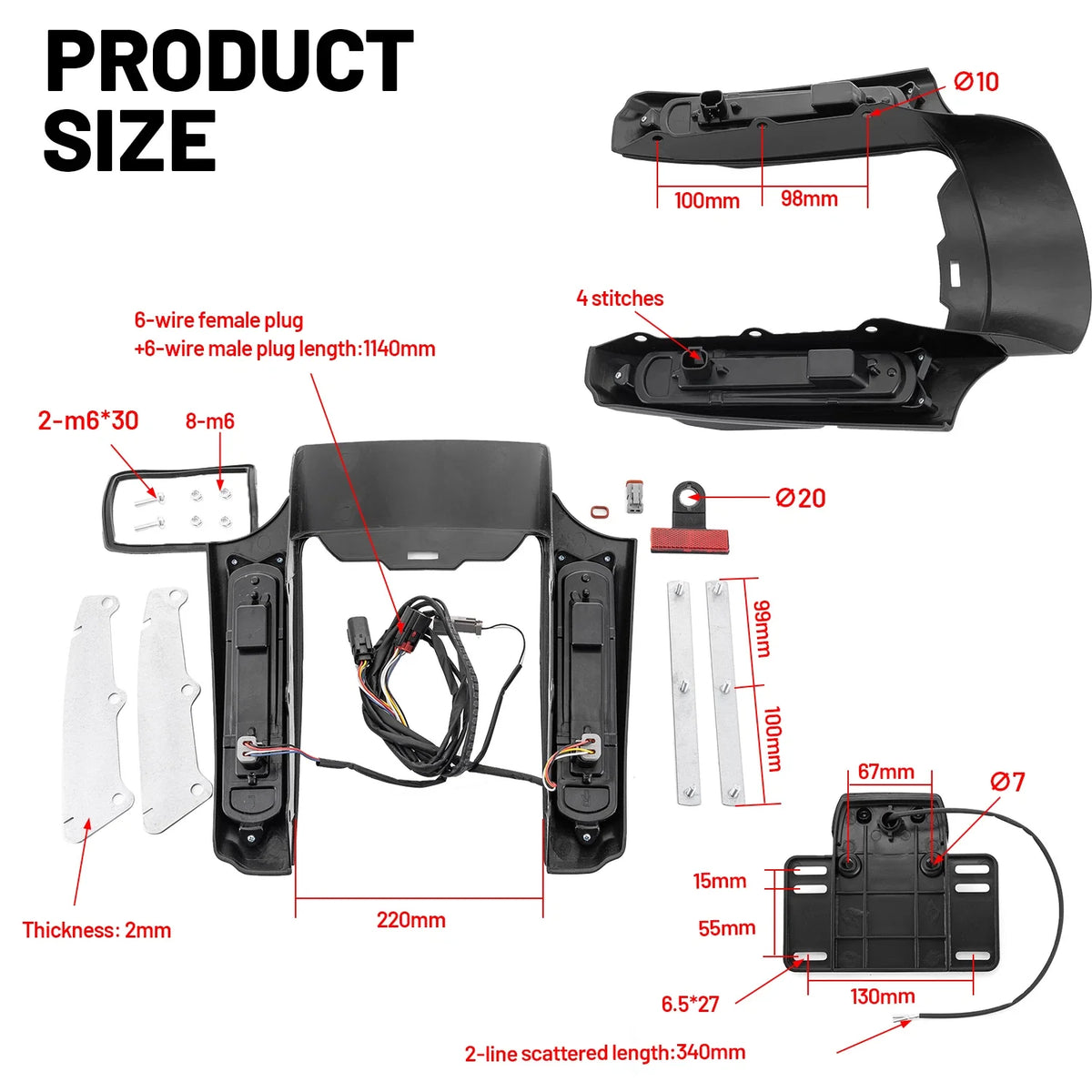 LED Rear Fender Extension Light for Harley Touring CVO (2014–2024)