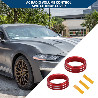2X Media Radio Tune Switch Knob Cover for Ford Mustang (2015–2021) Red