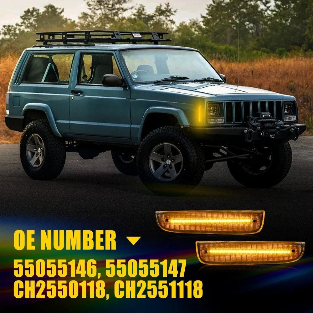 Set of 2 Amber LED Side Mirror Marker Signal Lights for Jeep Cherokee (1997–2001)