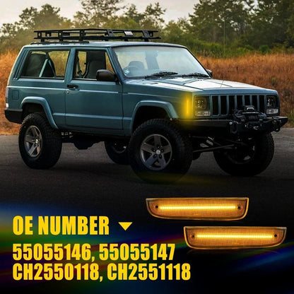 Set of 2 Amber LED Side Mirror Marker Signal Lights for Jeep Cherokee (1997–2001)