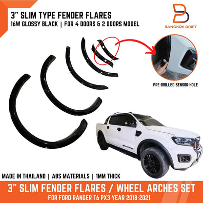 3" Black Fender Flares for Ford Ranger UTE T6 PX3 (2018-2021)