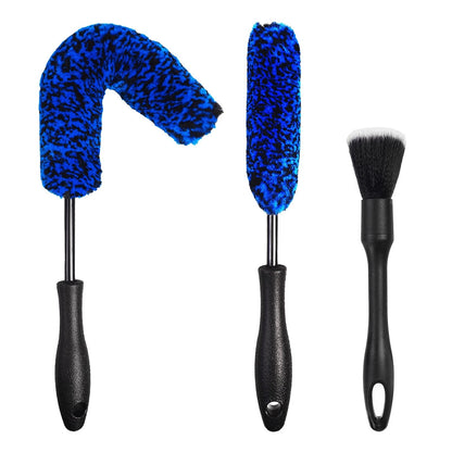 3X Wheel Brush Kit for Cleaning and Tire (3P-BLUE, Blue)