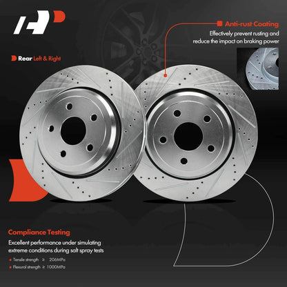 Rear Drilled Brake Rotors & Ceramic Pads for Jeep Grand Cherokee (2011–2021)