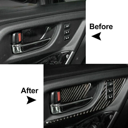 2 Pcs Carbon Fiber Inner Front Door Handle Trim for Subaru Forester (2013–2018)