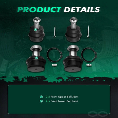 Set of 4 Upper Lower Ball Joints for Dodge Ram 1500 4WD (1994–1999)