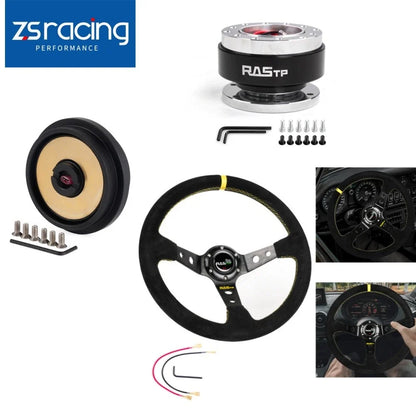 14in Steering Wheel + Quick Release + Hub Adapter for Honda Civic CRX (1986–1991)