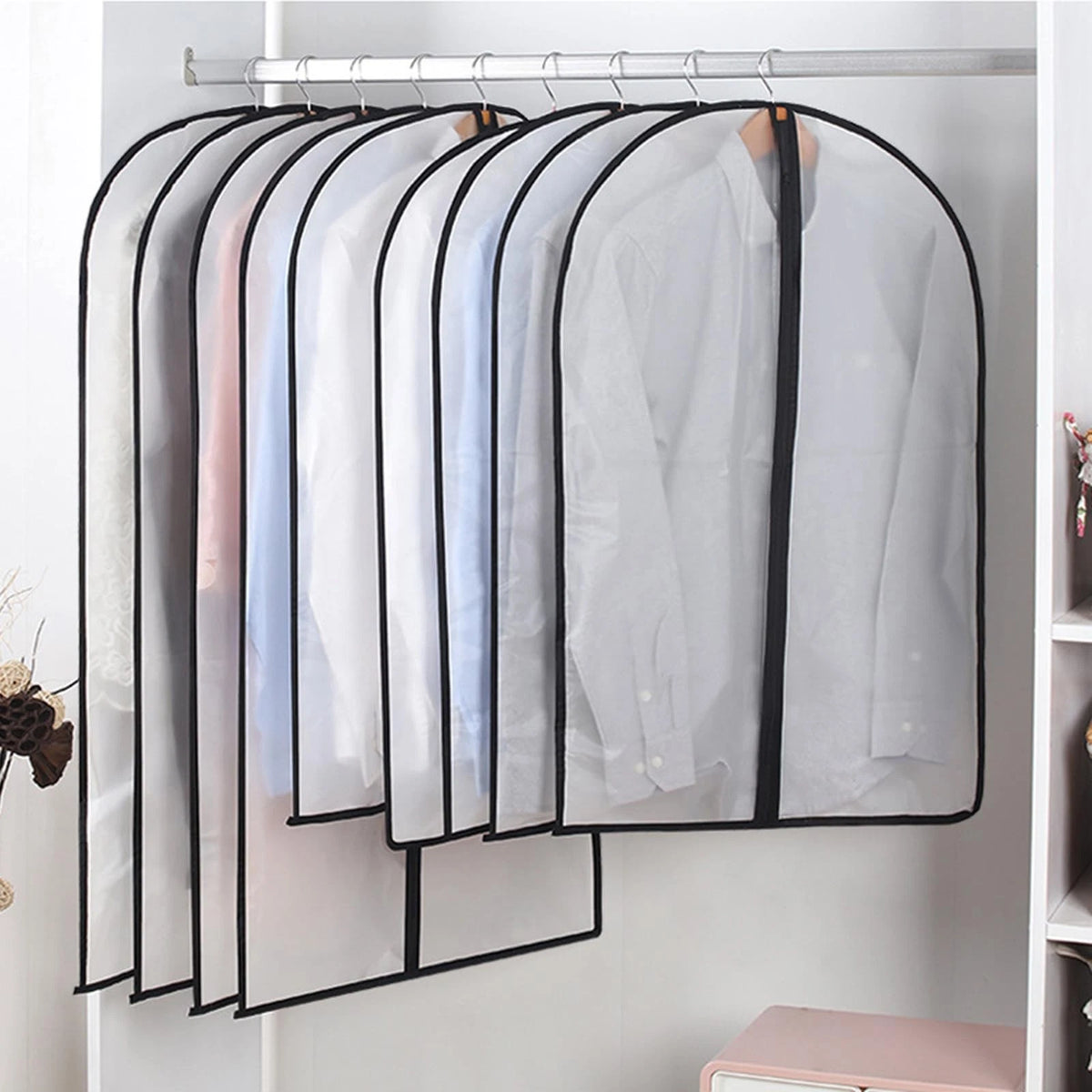 Set of 6 Extra Long Clear Garment Bags 60in for Dresses