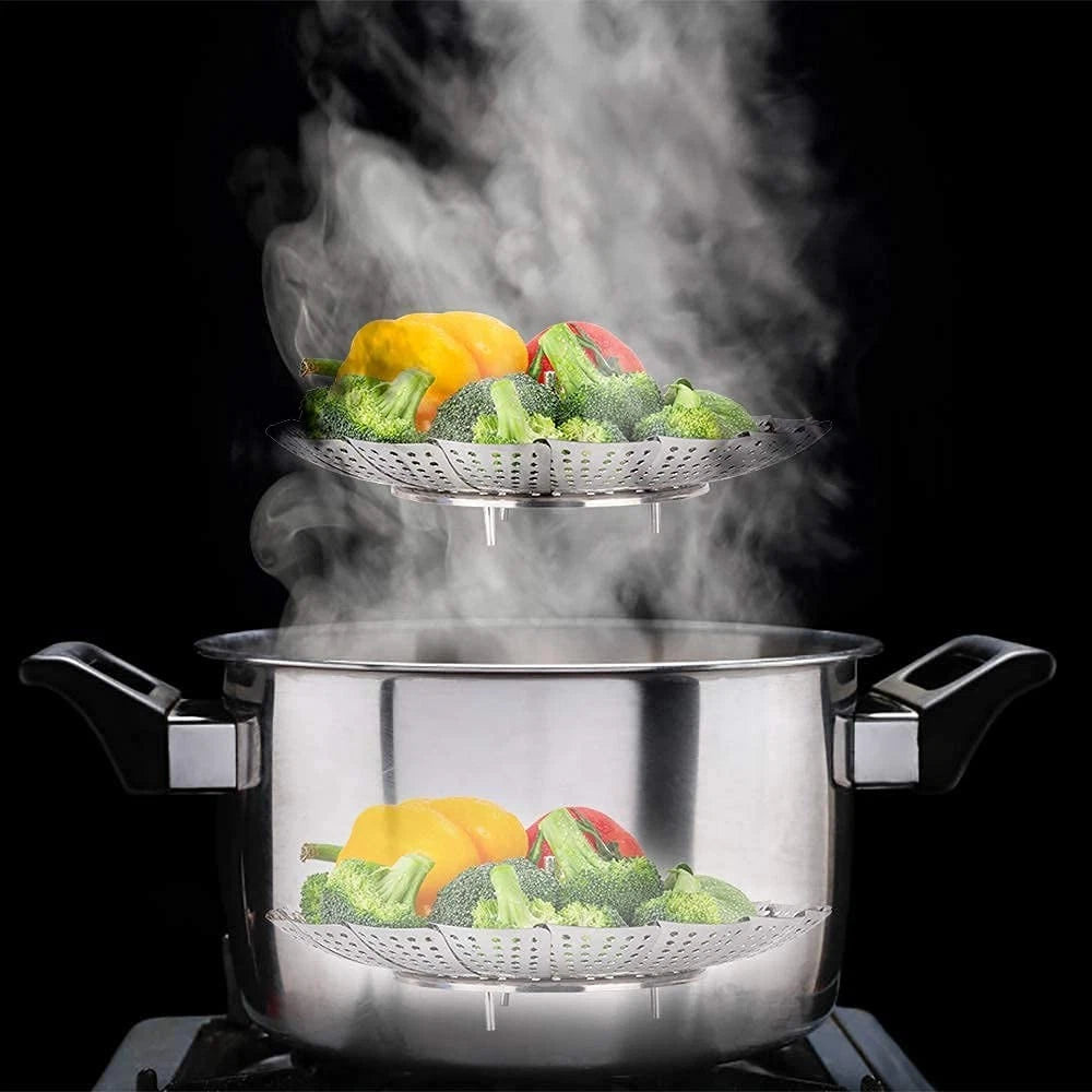 Vegetable Steamer Basket for Small Pots (5.5" to 9.2") - Silver