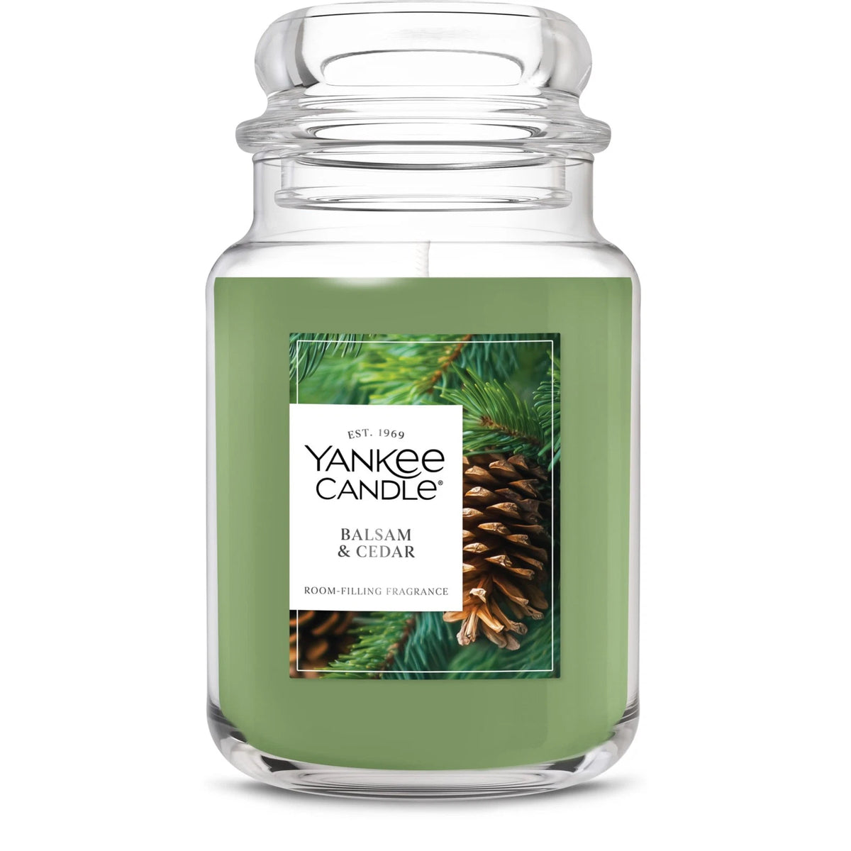 Large Scented Candle 22oz Balsam Cedar Woodsy Fragrance 150 Hour Burn Time