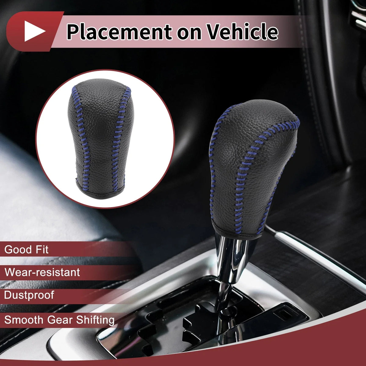 1 Pc Gear Shift Knob Cover for Mazda CX-5 (2013–2014) Black Blue Faux Leather