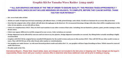 Graphic Stickers Decals for Yamaha Wave Raider (1994–1996)