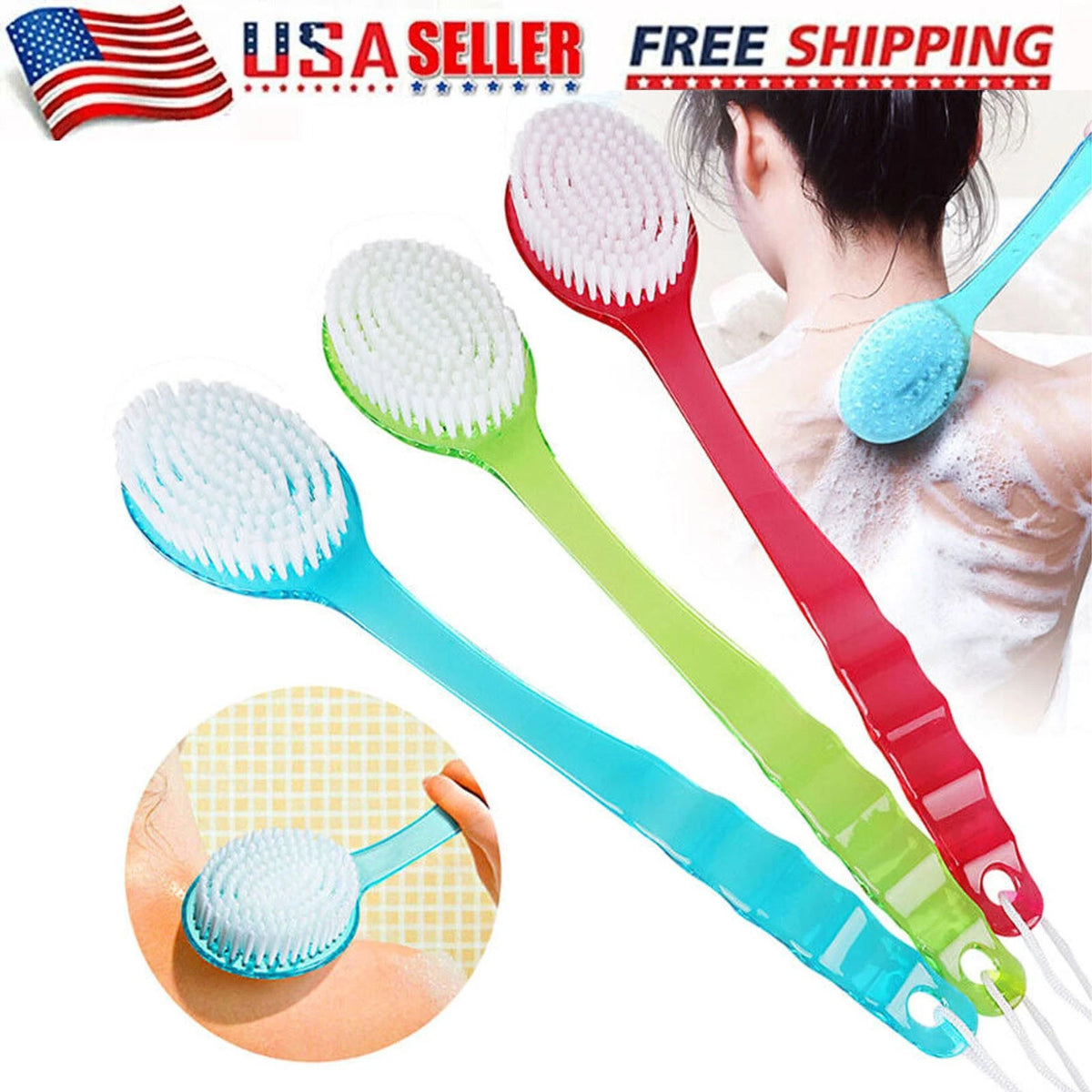 Long Handle Bath Body Brush for Exfoliating Skin Scrubber (No Part Numbers)