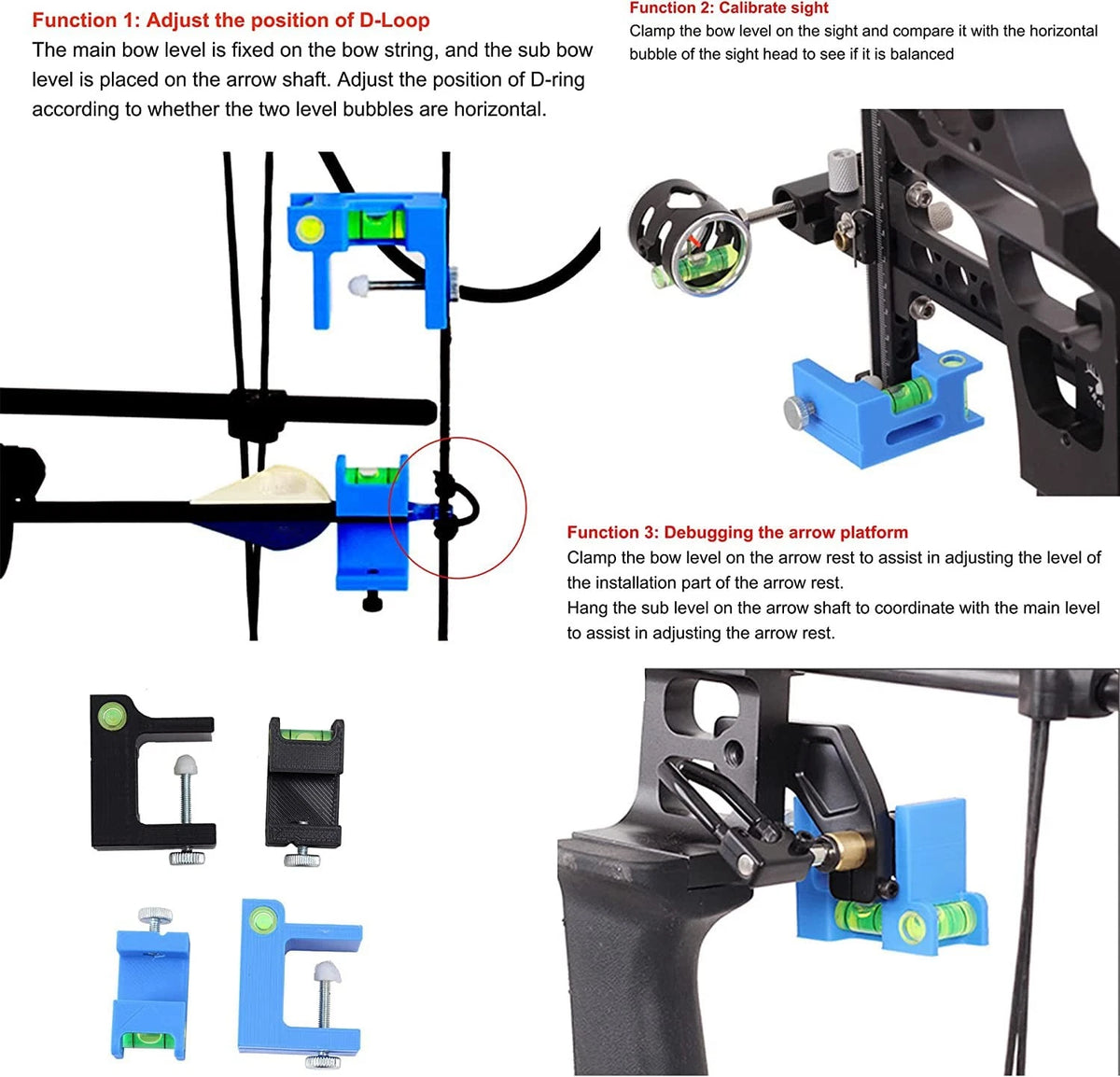 Archery Multifunctional Bow Level Tuning and Mounting String 3D Black