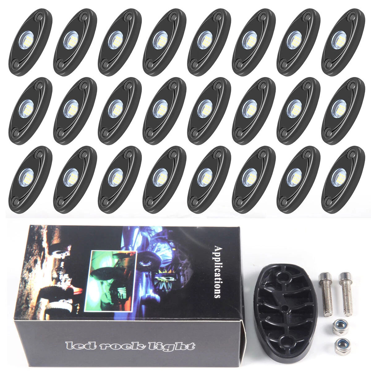 24 Pods LED Rock Lights for Jeep Offroad Truck UTV ATV Underbody