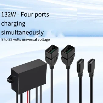 4-Port USB C Fast Charger for Marine Vehicles (DC 12V-24V)