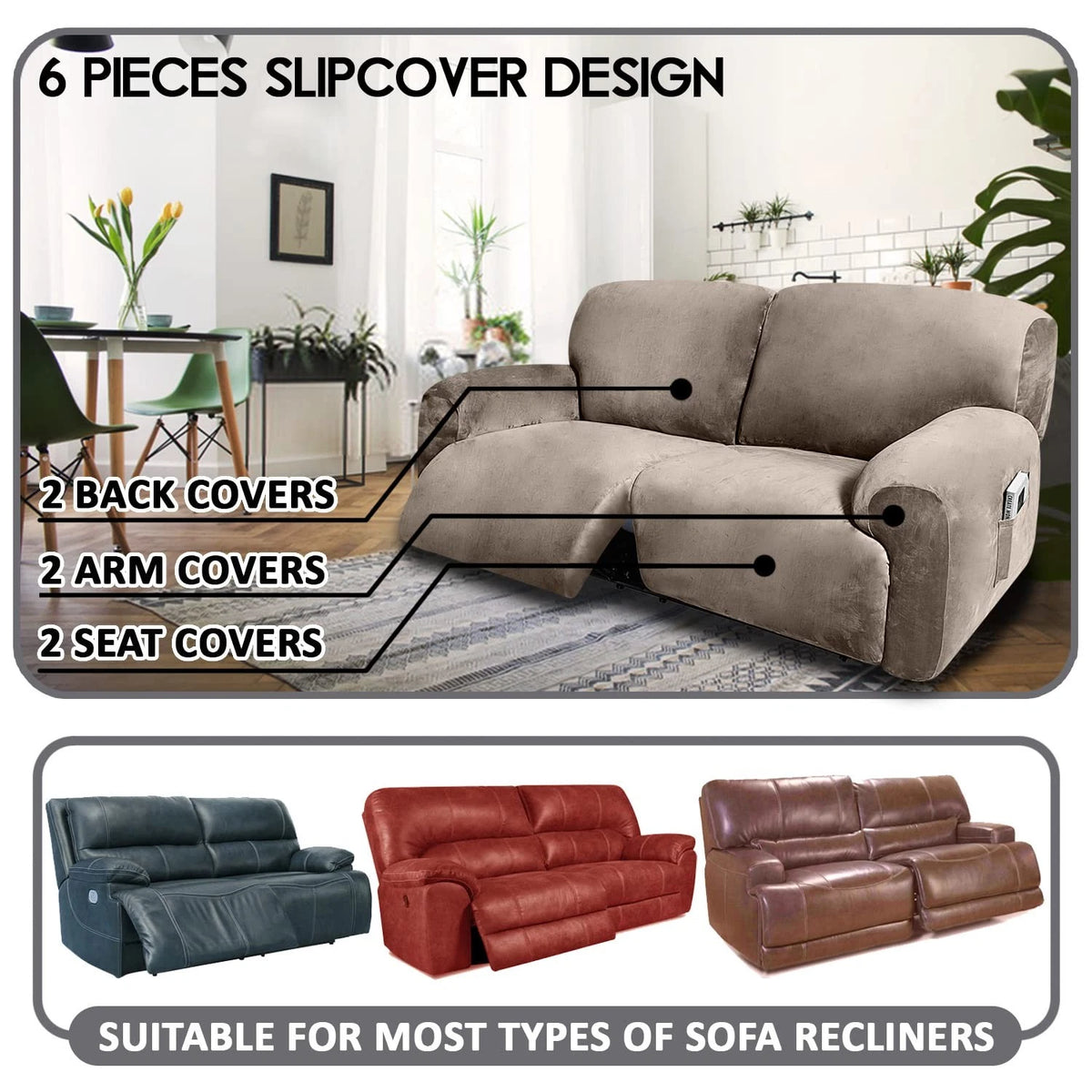 Reclining 2 Seater Sofa for ULTICOR Extra Wide 75" - 90"