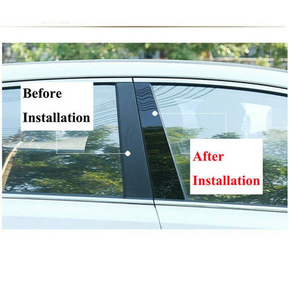 6Pcs Black Door Window Pillar Posts Cover Trim for Honda Fit Jazz (2014-2019)