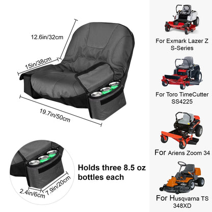 Riding Lawn Mower Seat Cover 600D Waterproof with Adjustable Strap & 4 Pockets