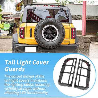 1 Pair Tail Light Protector Trim Cover for Ford Bronco (2021–2025) ABS Black