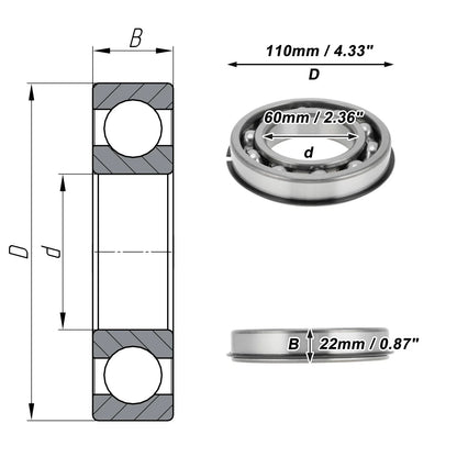 Deep Groove Ball Bearing 6212NR for Scooter Skateboard (60x110x22mm)