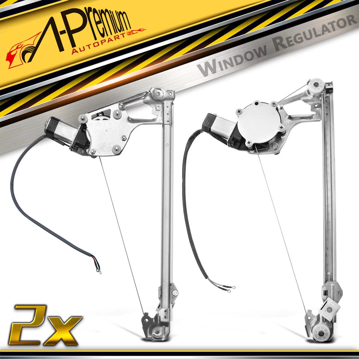 2X Window Regulator with Motor for Mercedes-Benz W201 190D 190E (1983–1993) - 2017300346, 2017300446, 741-020, 741-021