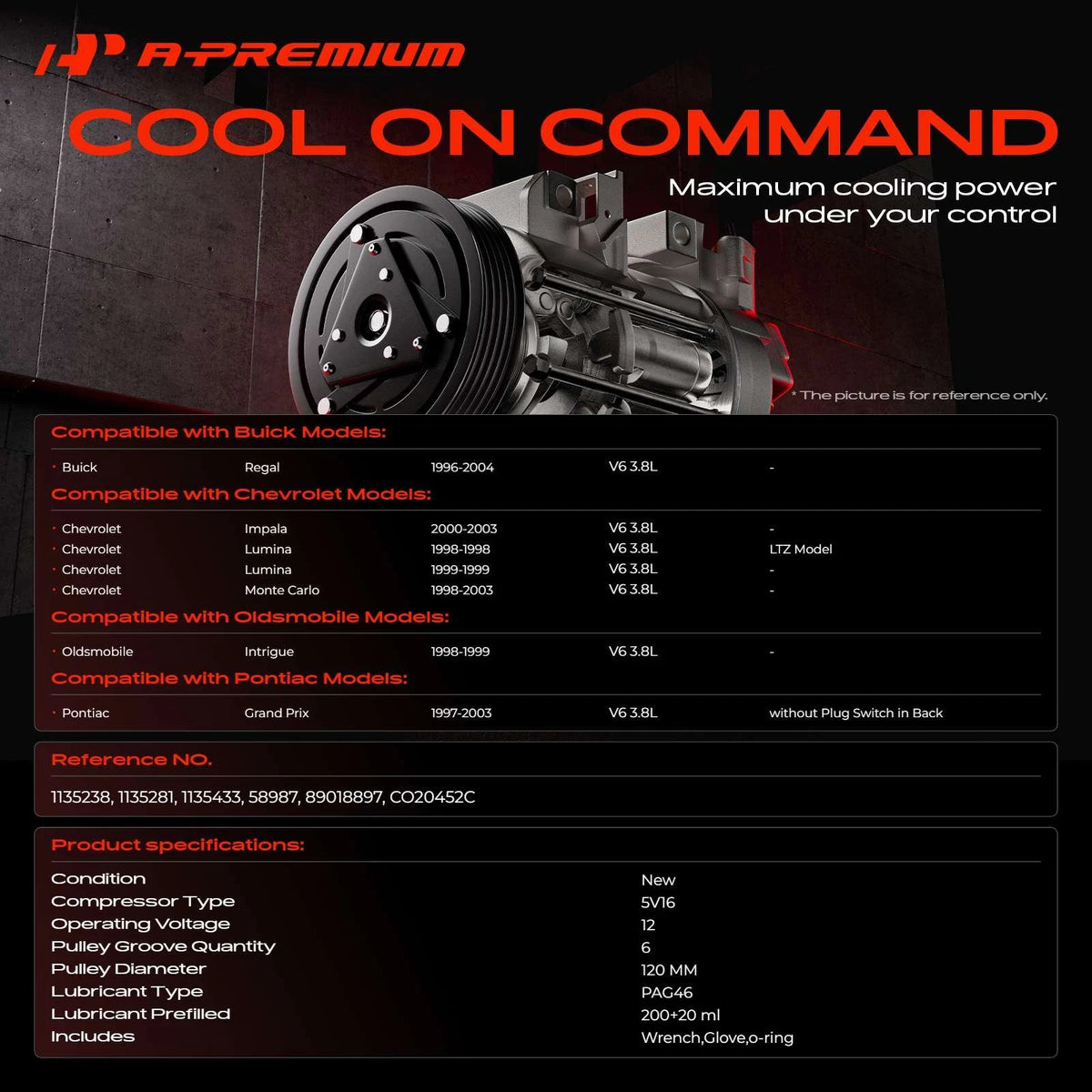 A/C Compressor with Clutch for Chevrolet Impala (2000–2003) - Impala AC Compressor