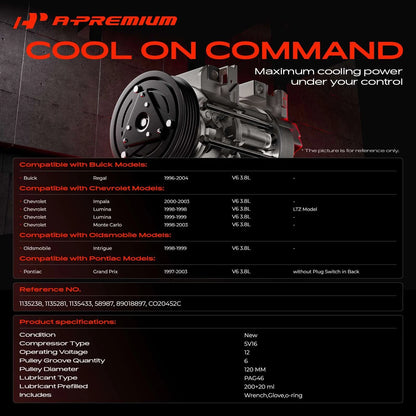 A/C Compressor with Clutch for Chevrolet Impala (2000–2003) - Impala AC Compressor