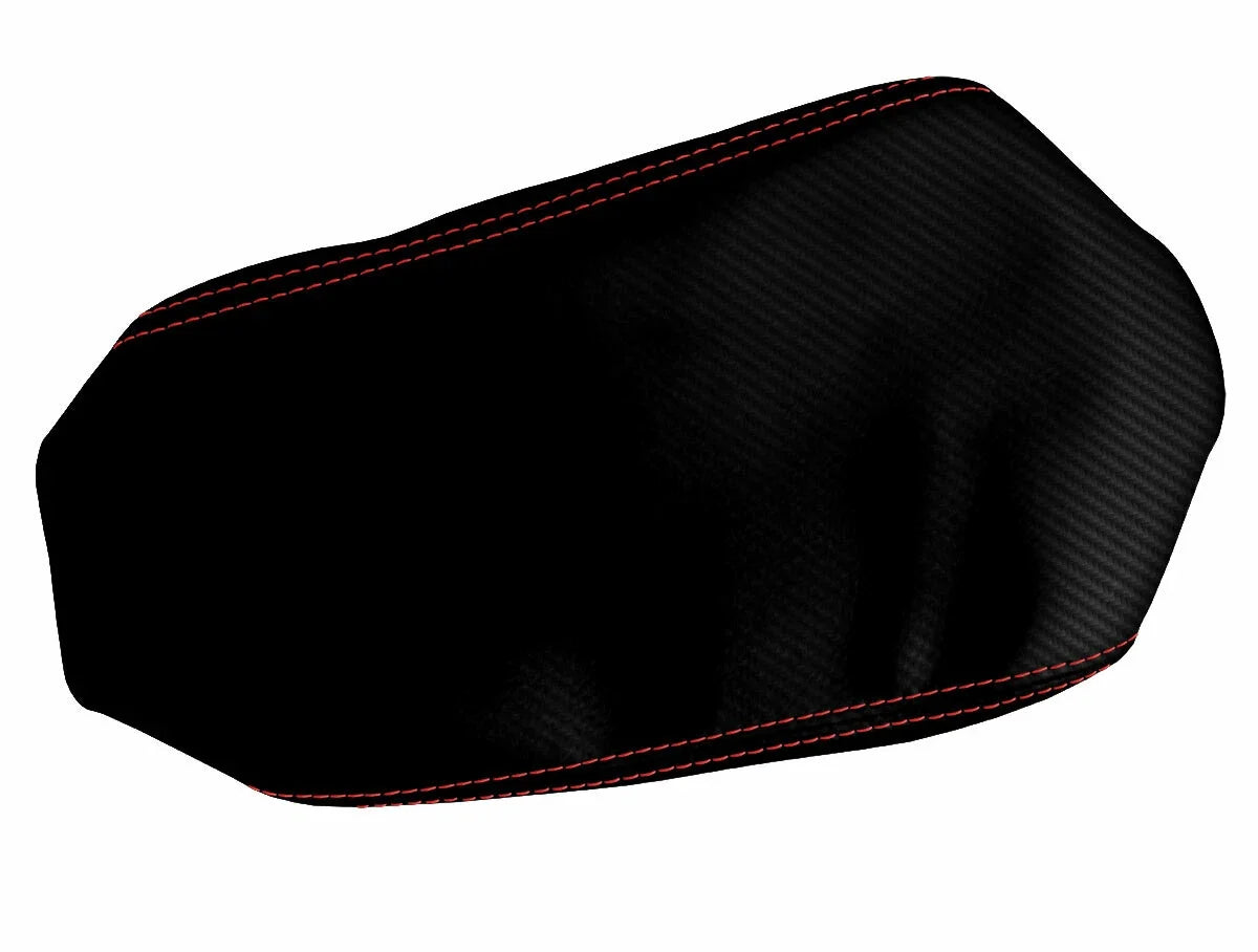 Carbon Fiber Console Lid Cover for Jeep Grand Cherokee (2005–2010) Red Stitch