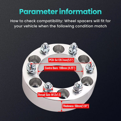 4pc Wheel Spacers Adapters for Toyota Land Cruiser, Isuzu, Patrol, Montero, Pajero