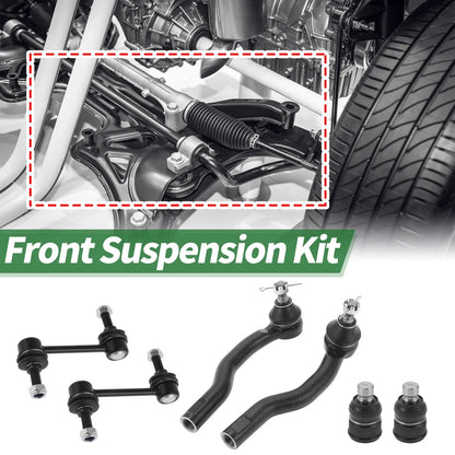 6 Pcs Front Suspension Kit Tie Rod Ends Sway Bar Link for Ford Edge (2007–2014)