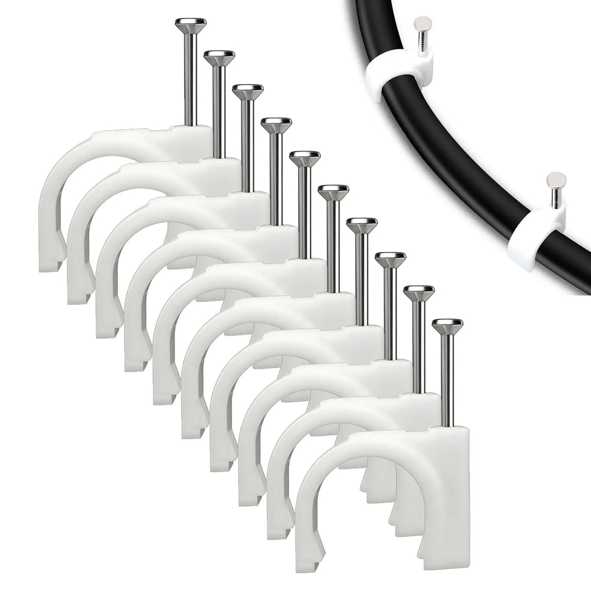 100 Pcs White Cable Clips for Multi Sizes 20mm