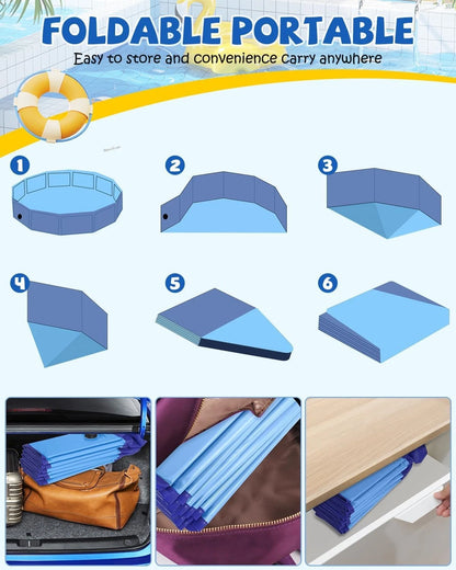 Foldable Dog Pool for Pets (47.2” x 11.8”)