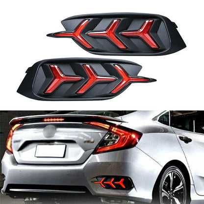 2X Rear Bumper Reflector LED Tail Lights for Honda Civic (2016–2020)