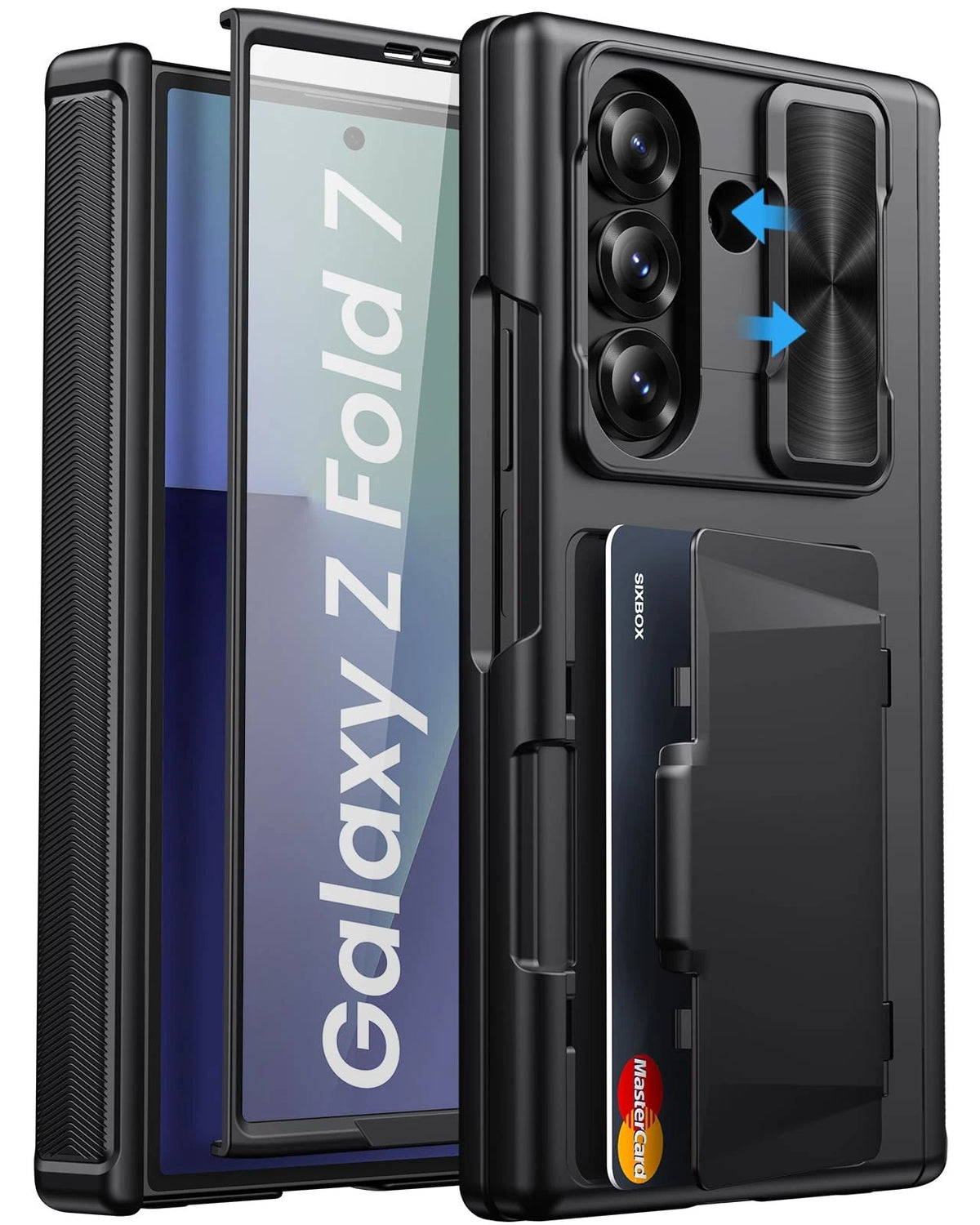 SIXBOX Case for Samsung Galaxy Z Fold 7 (2023) - Card Holder, Black