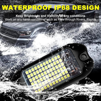 72W LED Rock Lights for Trucks, SUVs, ATVs (Waterproof Offroad Underglow)