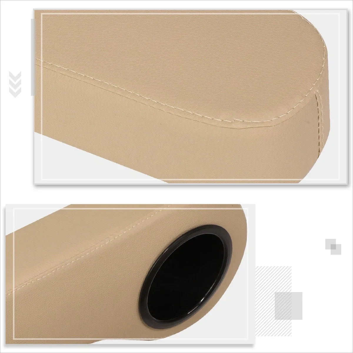 Brown Vinyl Rear Seat Arm Rest with Cup Holder for EZGO/Club Car/Yamaha Golf Carts