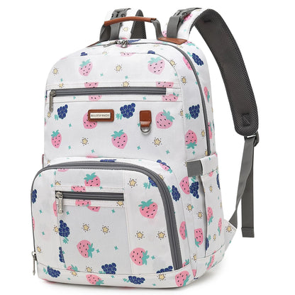 Diaper Bag Backpack for Baby (Large, Berry White)