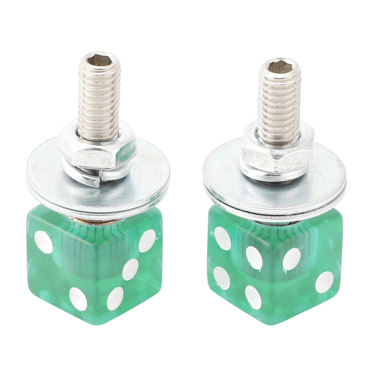 2X Green Dice License Plate Bolts for Motorcycle Bike