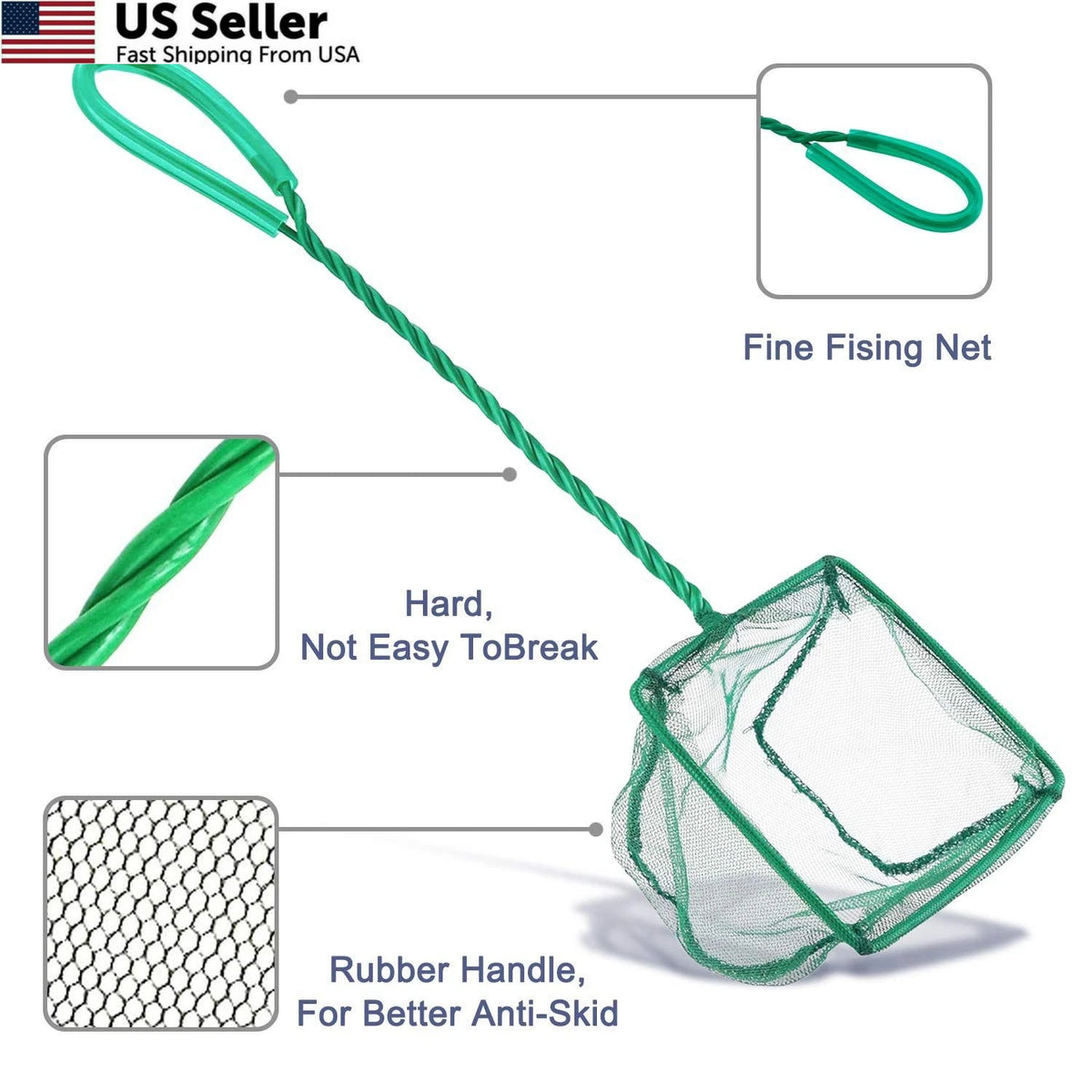 2 Pack Fish Nets for Aquarium (4 Inch)