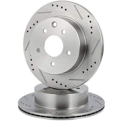Rear Brake Drilled & Slotted Rotors & Ceramic Pads for Infiniti G35 (2003–2004)